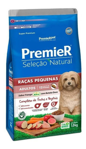 Ração Premier Seleção Natural Cães Adultos Porte Pequeno Frango & Batata-doce - 1kg