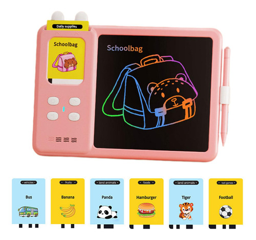 2 En 1 Tableta De Escritura De Tarjetas Flash Parlantes Rosa