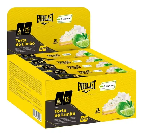 Caixa Barra de Proteína 50g C/ Creapure Torta De Limão 12Un - Everlast Suplementos