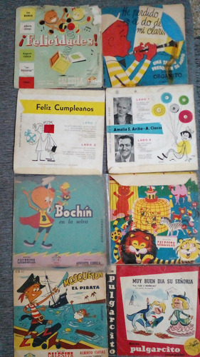 Lote Infantil 8 Discos De Vinilo Simples Calesita Multicolor