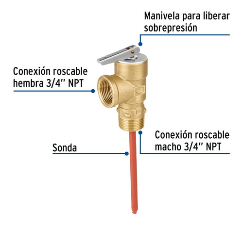 Valvula De Alivio Calentador De Agua Boiler 3/4 150 Psi