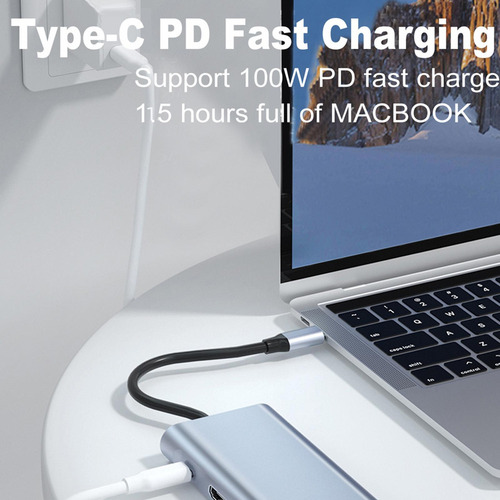 11 En 1 Usb C Hub Type-.1 A 4k Con 2k Output 4 Puertos Usb