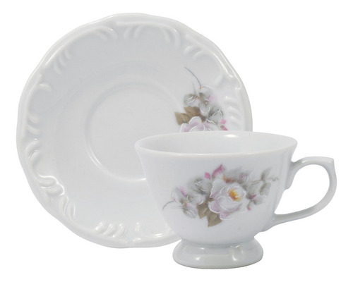 Xícara Café Com Pires Eterna 80ml Pomerode Porcelana Schmidt Cor Branco Eterna Pomerode