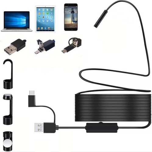 Câmera Inspeção Sonda Endoscópica Android 2m + Adap Tipo C