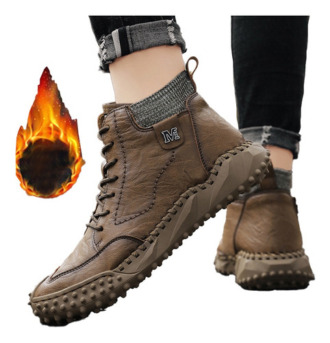 Botas Casuales De Cuero De Suela Gruesa Para Hombre