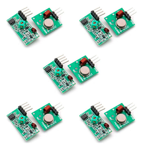 5 Kits De Modulo Rf Emisor Y Receptor 315 Mhz Arduino Pic