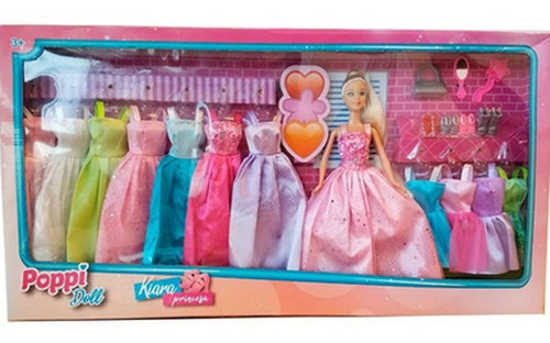 Imagen 3 de 5 de Muñeca Kiara Princesa Vestidos Y Accesorios Zapatos - Poppi