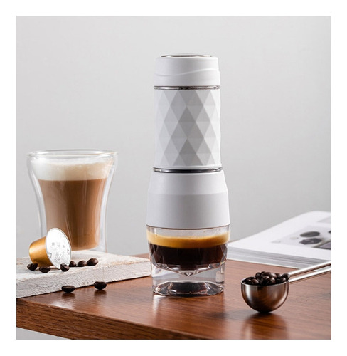 ! Blanco Máquina Espresso Cafetera Portátil Cápsula Y Café