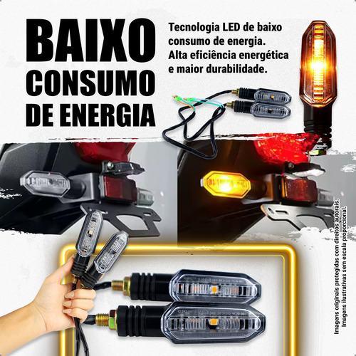 Kit 4 Piscas Seta Cristal 12v Para Guidão Com Rosca
