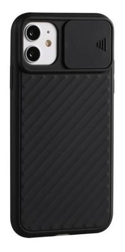 Carcasa Silicona Con Protector Cám Para iPhone 12 Mini Negro