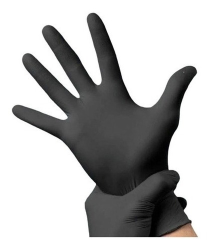 Luvas descartáveis antiderrapantes Talge cor preto tamanho M de nitrilo x 100 unidades