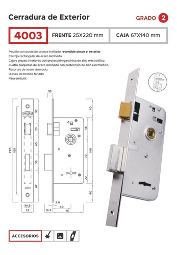 Kallay 4003 Cerradura Seguridad Puerta Exterior