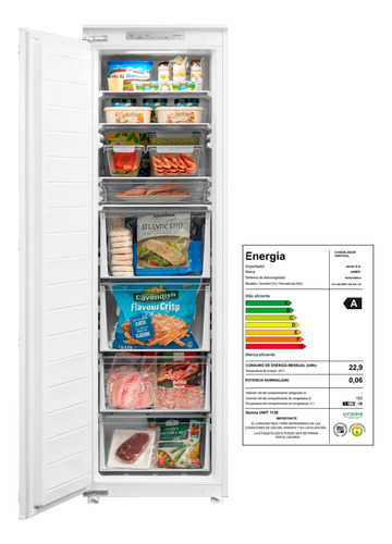 Freezer Vertical Empotrable Frio Seco James Fvj 265 Emp 183l