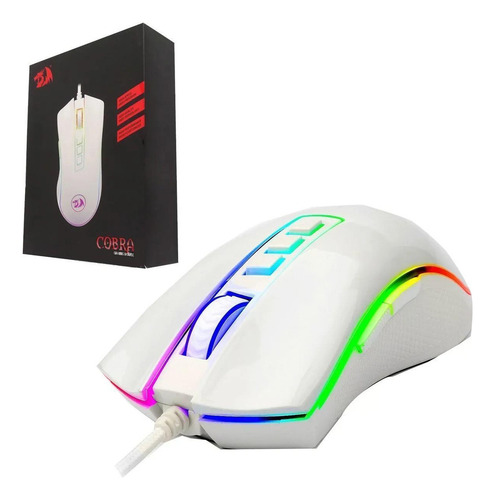 Mouse Gamer Redragon Rgb Cobra M711w Branco 10000 Dpi