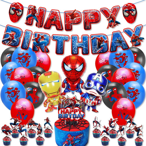 Set Decoración Fiesta De Cumpleaños Spiderman 