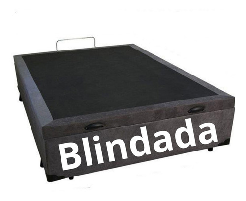 Base Box Casal Com Baú 1,38 X 1,88 Blindada & Reforçada Cor Cinza suede