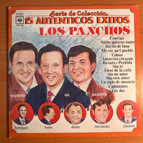 Disco Lp  Los Panchos 15 Auténticos Éxitos Autografiado