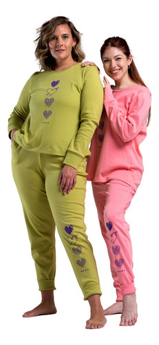 Conjunto Pijama Remera Pantalon Vale Inviern Mujer Mora Z452