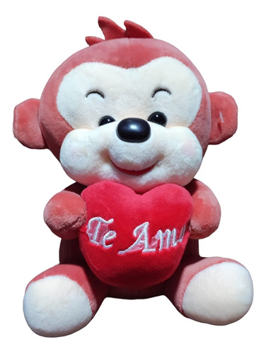 Peluche Monito Con Corazón Te Amo Mama Dia De Los Enamorados