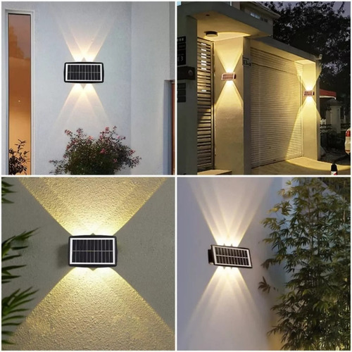 Lampara Led Solar Color Cálido De Pared Con 6 Ojos Automatic