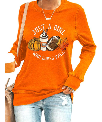 Girl Who Love Sudadera Otoño Para Mujer Futbol Calabaza