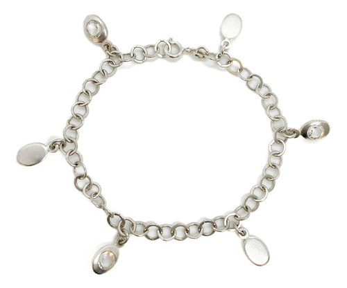 Pulsera Arandelas Dijes Con Cristales Plata 925 19 Cm