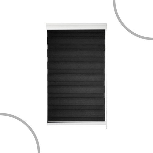 Persiana Rolo Horizontal Zebra Pronta Instalar 1,60x1,60 Cor Preto