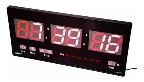 Relógio Parede Digital Led Termômetro Calendário 46cm