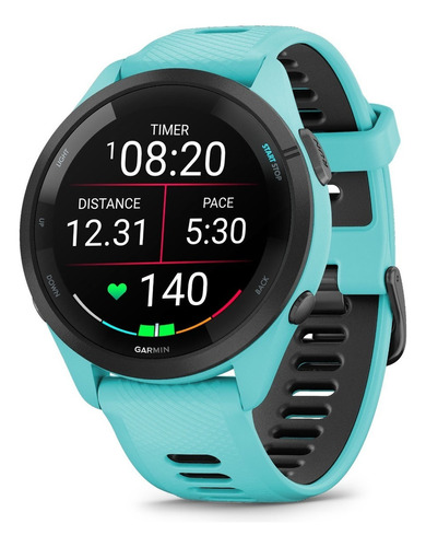 Reloj Garmin Forerunner 265 Music Amoled Aqua 46mm Color del bisel Negro