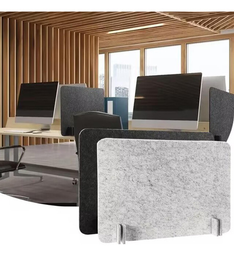 Divisória De Mesa Acústica À 40cmx50cm Cinza Prateado