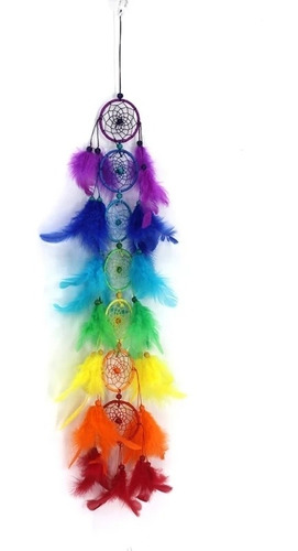 Atrapasueños Colgante Móvil Chakras Artesanal Tejido Plumas