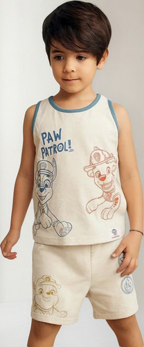 Conjunto Short Y Playera Paw Patrol Fresca Niños 1198227 Beige Liso 3 Años