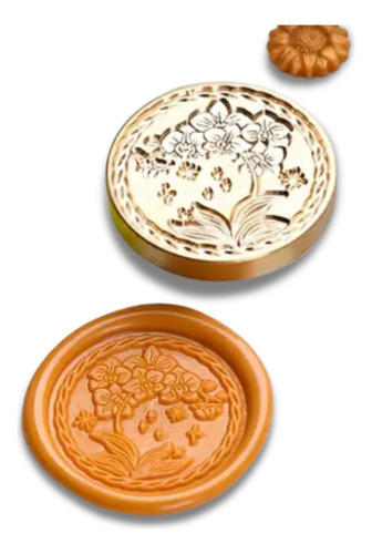 Sello Lacre Circulo Orquidea Lacrar Sellar Cera Flor Cabezal