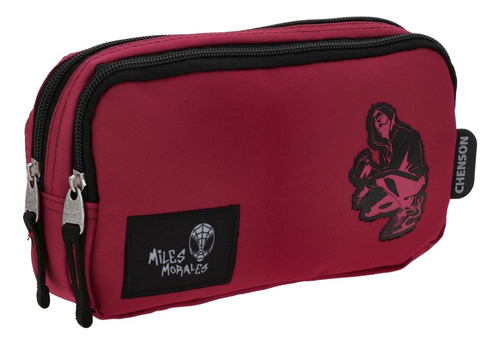 Lapicera Estuche Escolar Chenson Miles Morales Grafo Niño Color Bordó Lisa