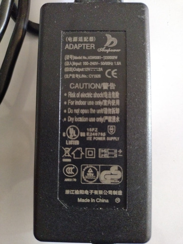 Adaptador De Corriente 12v 2 Amperios Marca Asw