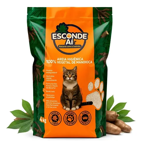 Pacote de areia de mandioca para gatos Esconde Aí