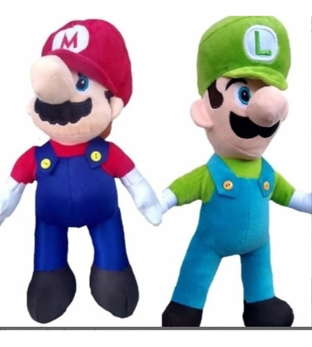 Mario Bros Y Luigi De Peluche Grande 40cm Reales Pareja