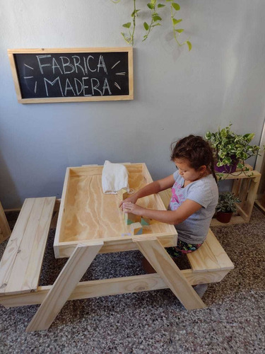 Imagen 9 de 10 de Mesa Arenera, Arenero Infantil Sin Pintar, Arenero De Madera
