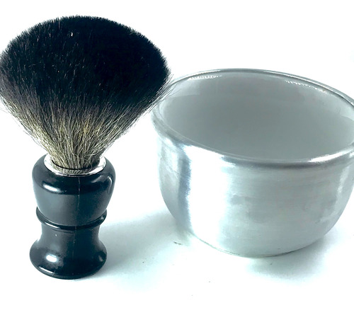 Kit Pincel De Barba Pelo Texugo E Saboeira Termica Louça