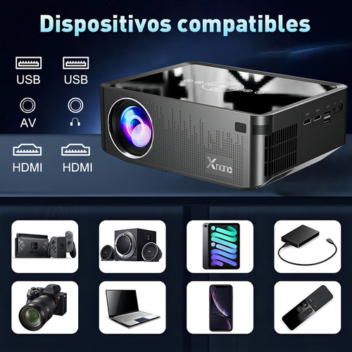 Proyector 8k Profesional Android 9.0 Xnano Full Hd 16000 Lúmenes 4 Gb Ram + 16 Gb Rom Bluetooth 5.0 Wifi 5g / 2.4g