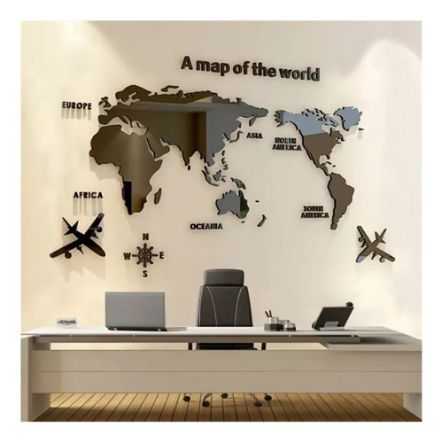 Decoração De Parede De Quarto Em Acrílico 3d D Do Mapa Mundi