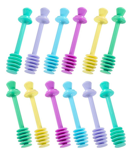 Cuchara Mielera Agitador Dispensador Miel Plastico 12 Piezas Color Color Al Azar