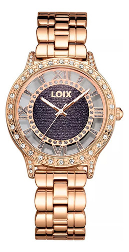 Reloj Loix Mujer 1217-3 Oro Rosa Con Tablero Azul