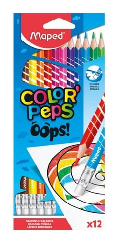 Lapices De Colores Maped Borrables Color Peps Oops! X 12 Uni