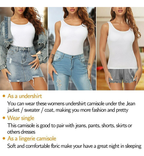 Pack 4 Piezas Camiseta Tank Top Dama Lisa Algodón