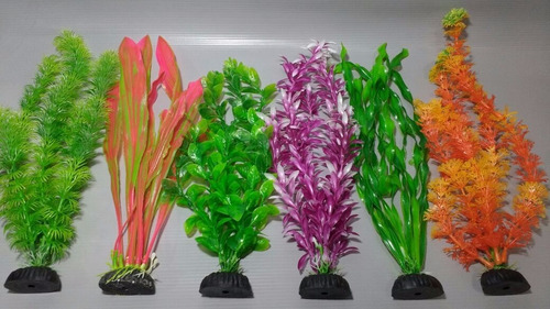Plantas Artificiais Aquários Colors - Kit 6 Plantas - 20 Cm