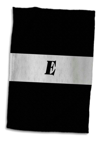 Toalla 3d Rose Black N Silver Monogram Letter E, 15 X 22