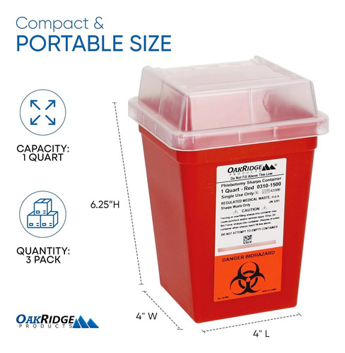 1 Quart Size (pack Of 3) | Sharps Disposal Container |