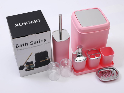 Juego De Accesorios De Baño Rosa De 9 Piezas, Juego De Baño