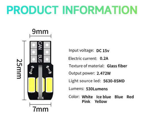 Bombillos Muelas T10 Led (par)